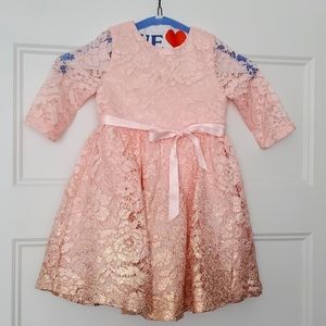 Little Angels Kids Foil Lace Dress, Size 2T, Blush
